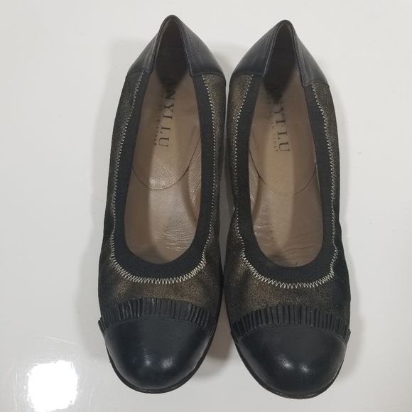 Anyi Lu Cate Metallic Flecked Leather Cap Toe Flat - Picture 3 of 8